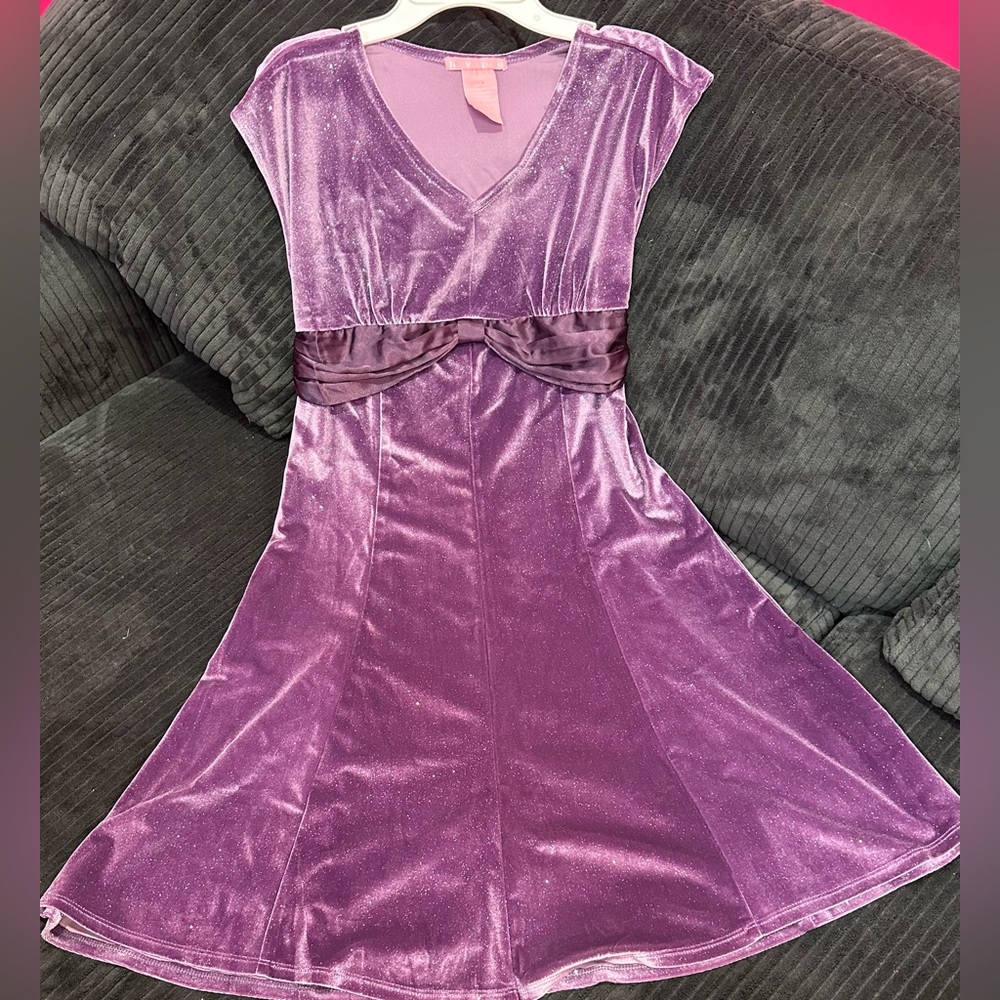 Purple Velvet Girls Dress